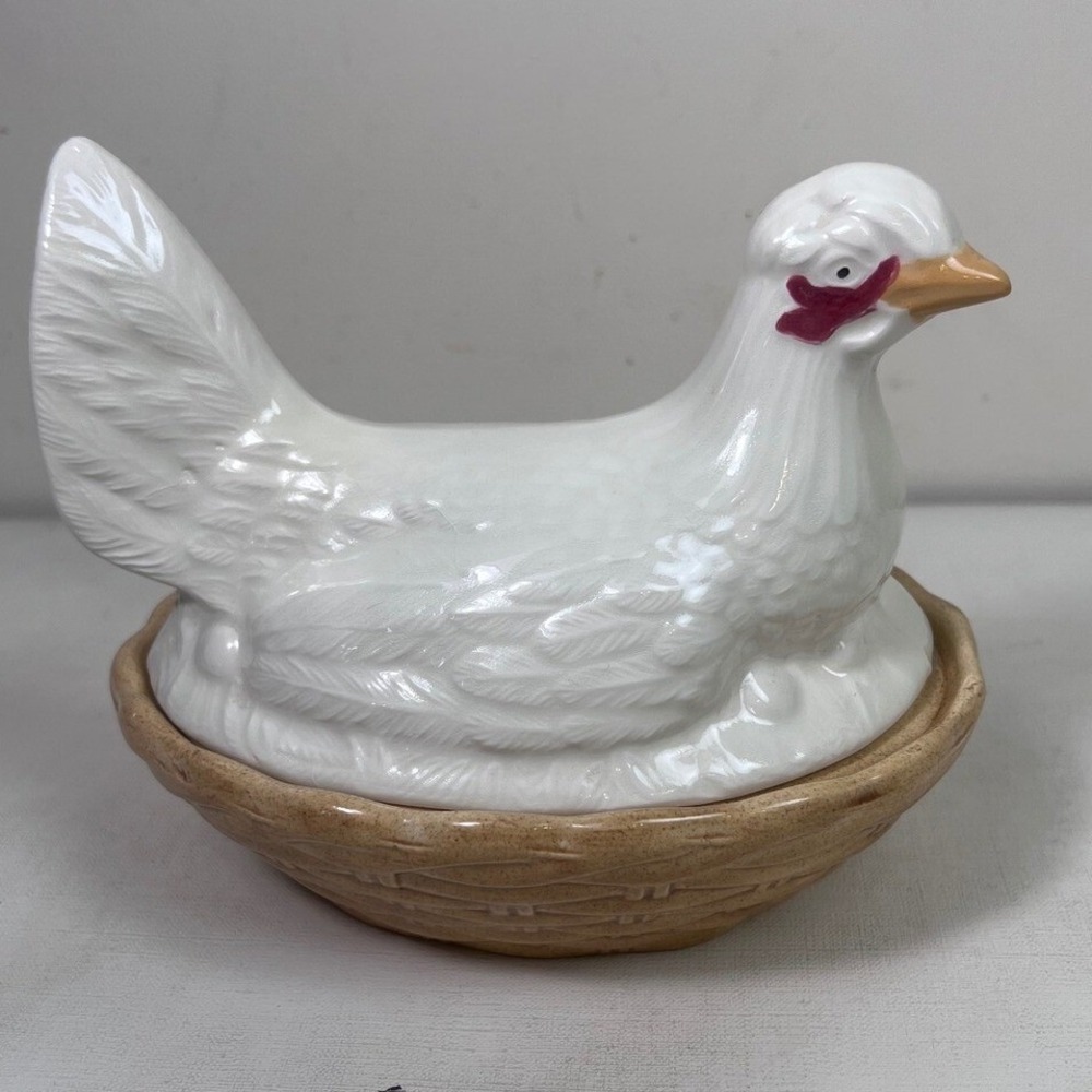 Hen‎ on Nest Egg Box Tureen Antique Staffordshire Chicken 19th Century Rare - Picture 3 of 16
